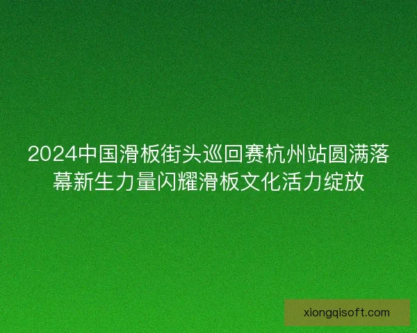 2024中国滑板街头巡回赛杭州站圆满落幕新生力量闪耀滑板文化活力绽放