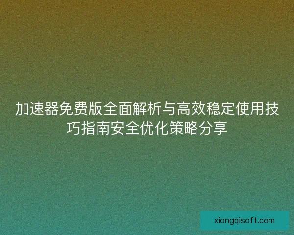 加速器免费版全面解析与高效稳定使用技巧指南安全优化策略分享