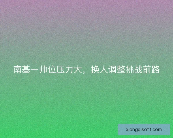 南基一帅位压力大,换人调整挑战前路 南基一帅位压力大,换人调整挑战前路